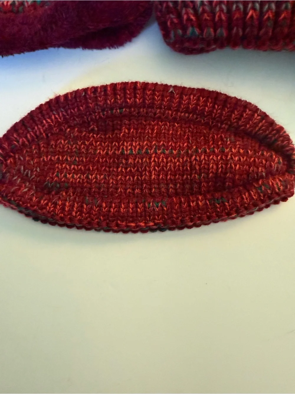 Adult Multicolor Knit Pom Hat and Neck Warmer Set - Red Striped NWOT